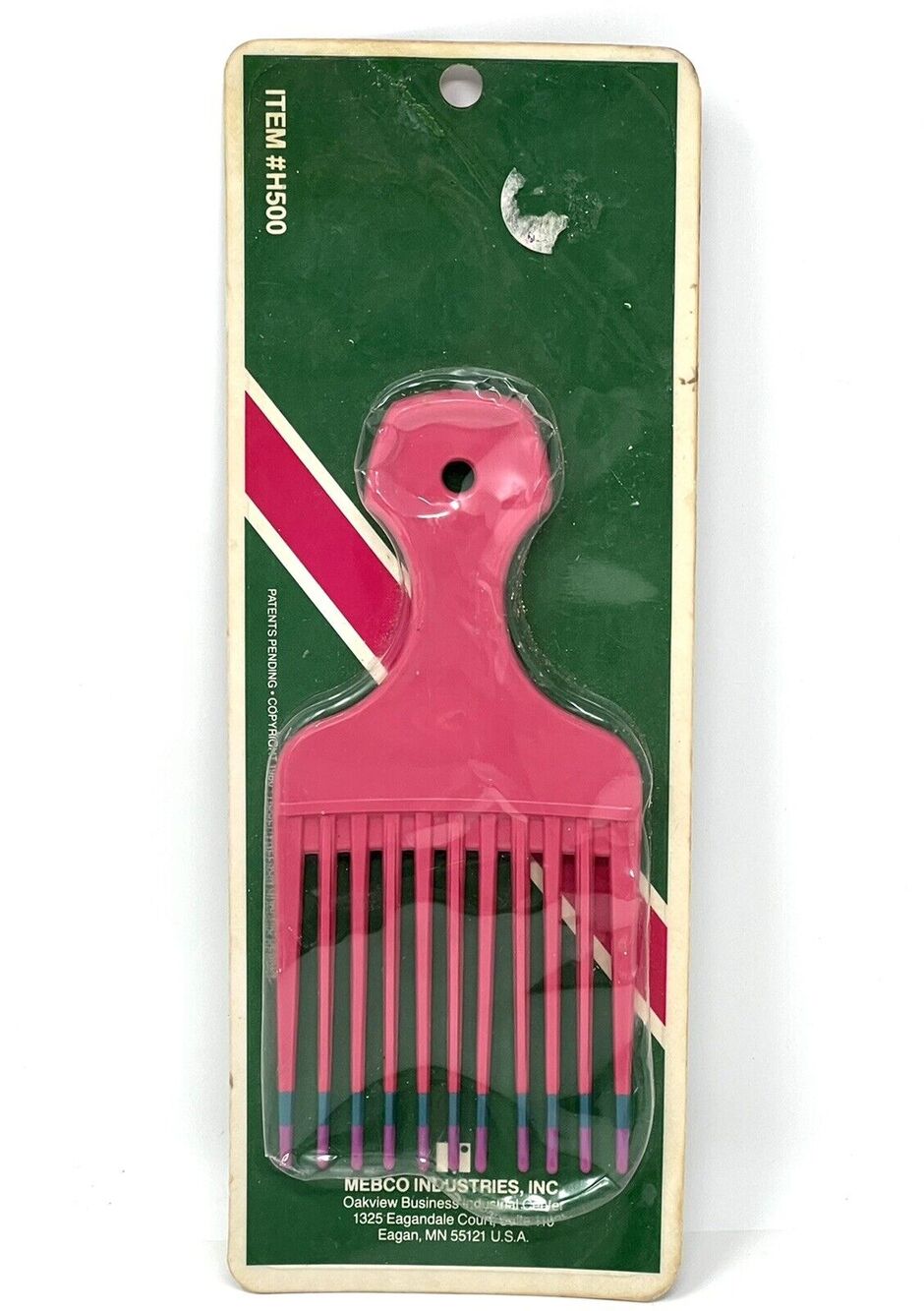 Vintage Mebco Hair Lift Pick Detangler Unbreakable Pink Dipped NOS NIP New